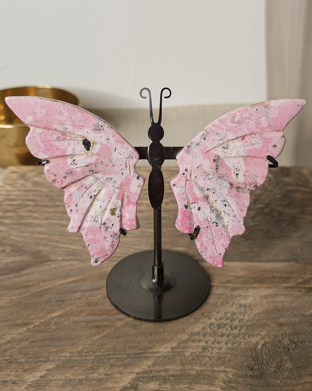 Peruvian Rhodonite | Crystal Butterfly Wings On The Stand