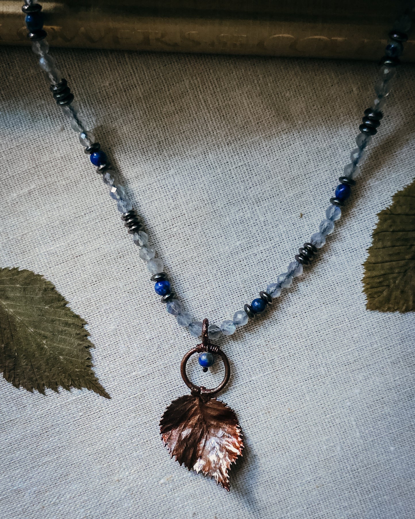 Hazel Spirit with Black Onyx and Dendritic Agate | Scottish Botanical Amulet