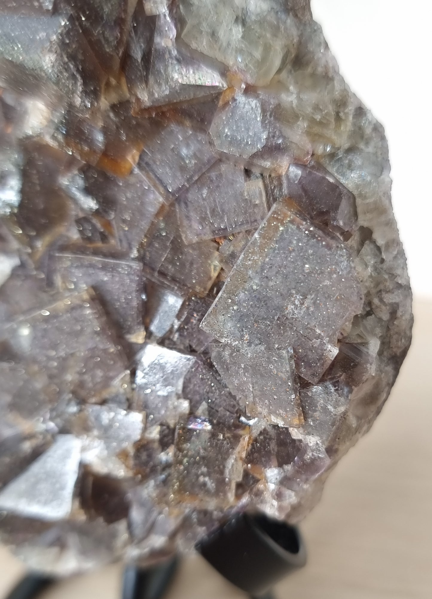 Black, Purple and Yellow Fluorite Specimen with Pyrite Inclusions