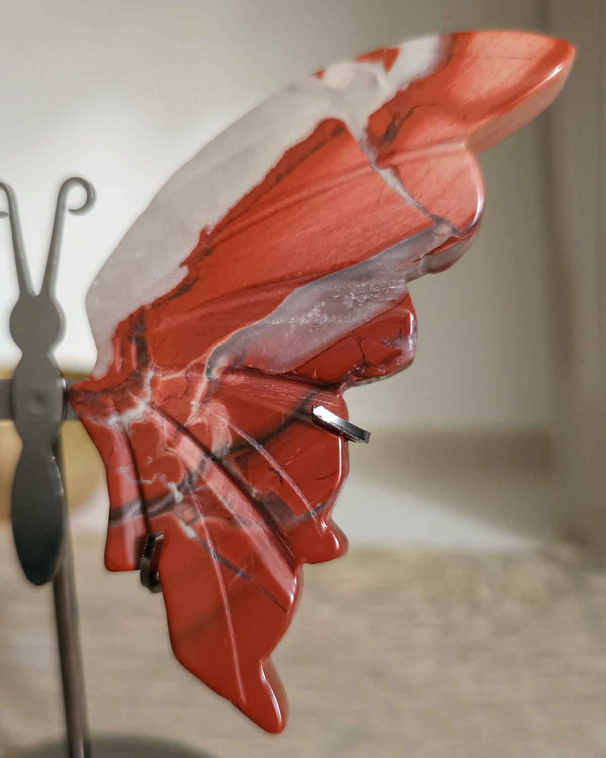 Red Jasper Butterfly Wings On The Stand