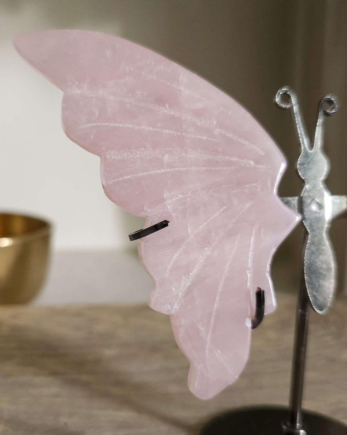 Rose Quartz Butterfly Wings On The Stand