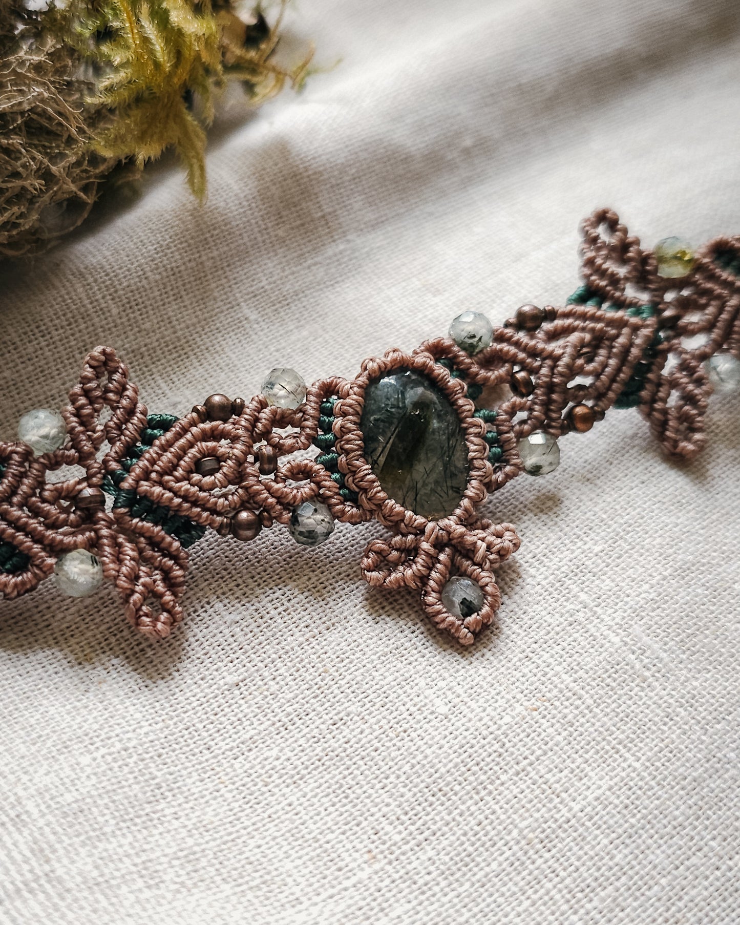 Whisper of Renewal | Handcrafted Prehnite Micromacramé Bracelet