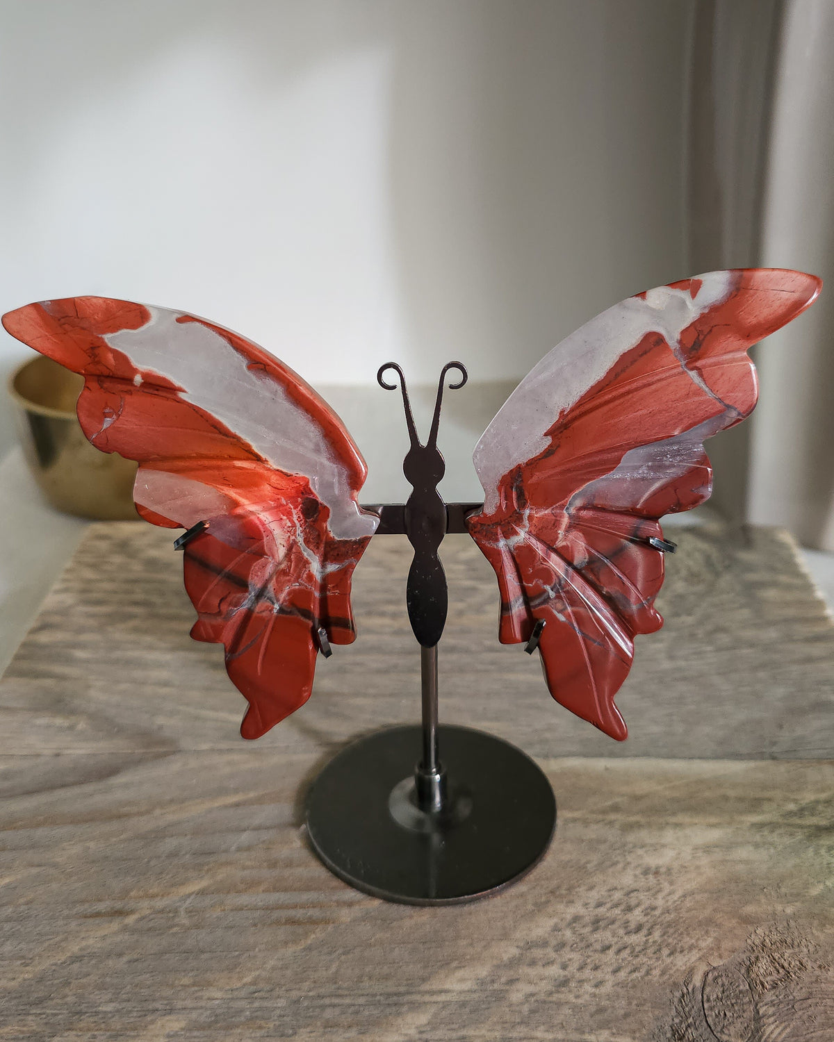 Red Jasper Butterfly Wings On The Stand