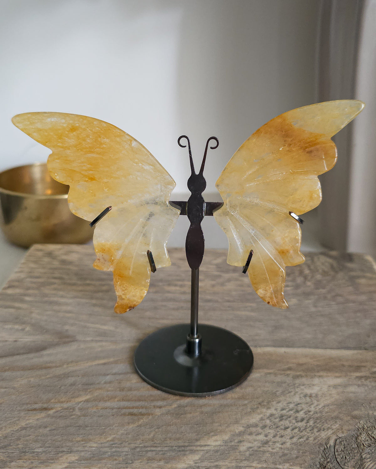 Golden Healer Quartz Butterfly Wings On The Stand