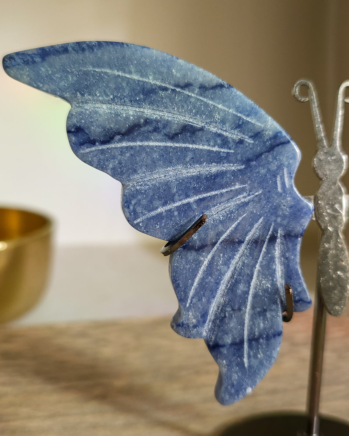 Blue Aventurine Butterfly Wings On The Stand