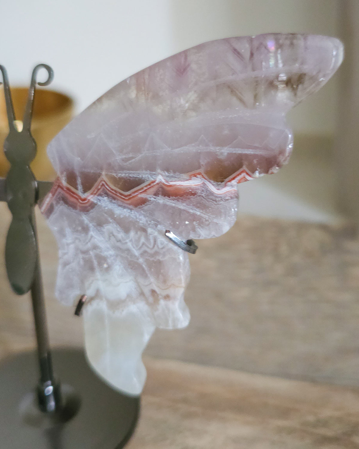 Banded Agate & Quartz | Crystal Butterfly Wings On The Stand