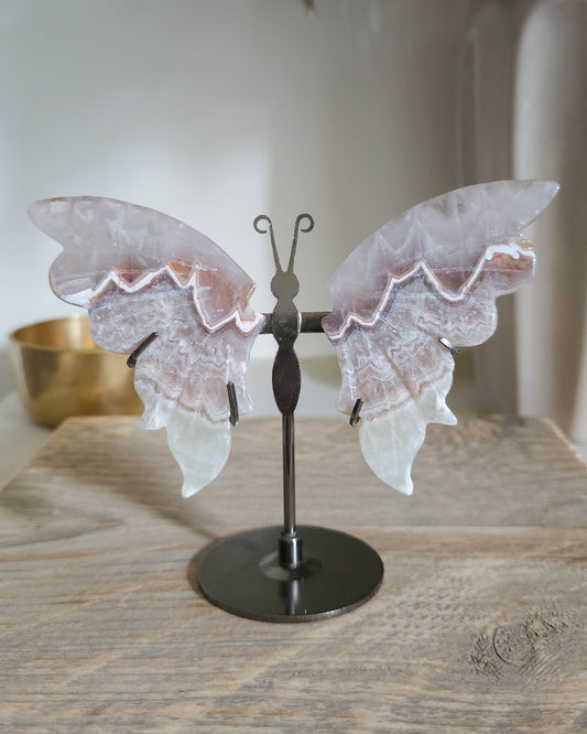 Banded Agate & Quartz | Crystal Butterfly Wings On The Stand