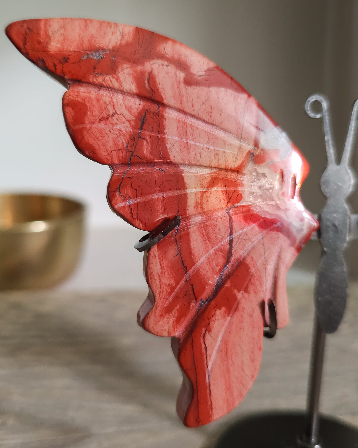 Red Jasper Butterfly Wings On The Stand