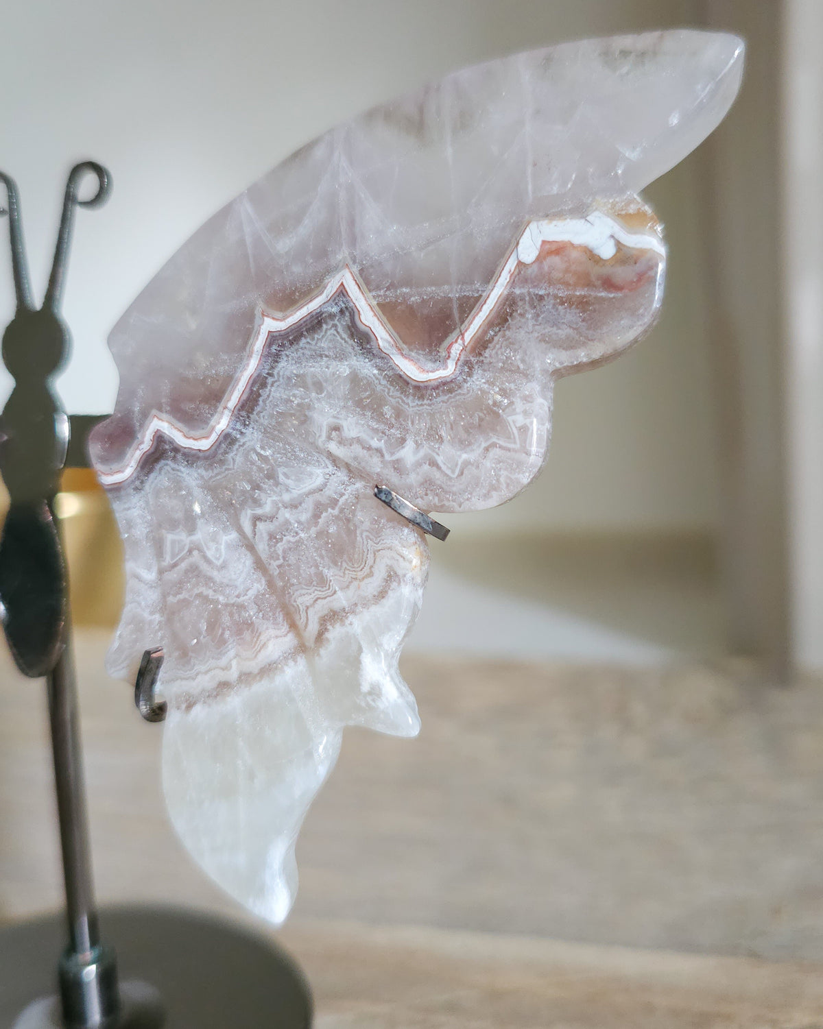Banded Agate & Quartz | Crystal Butterfly Wings On The Stand