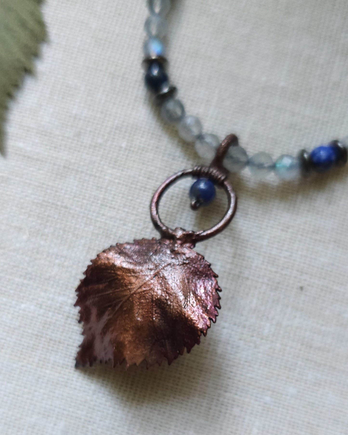 Hazel Spirit with Black Onyx and Dendritic Agate | Scottish Botanical Amulet