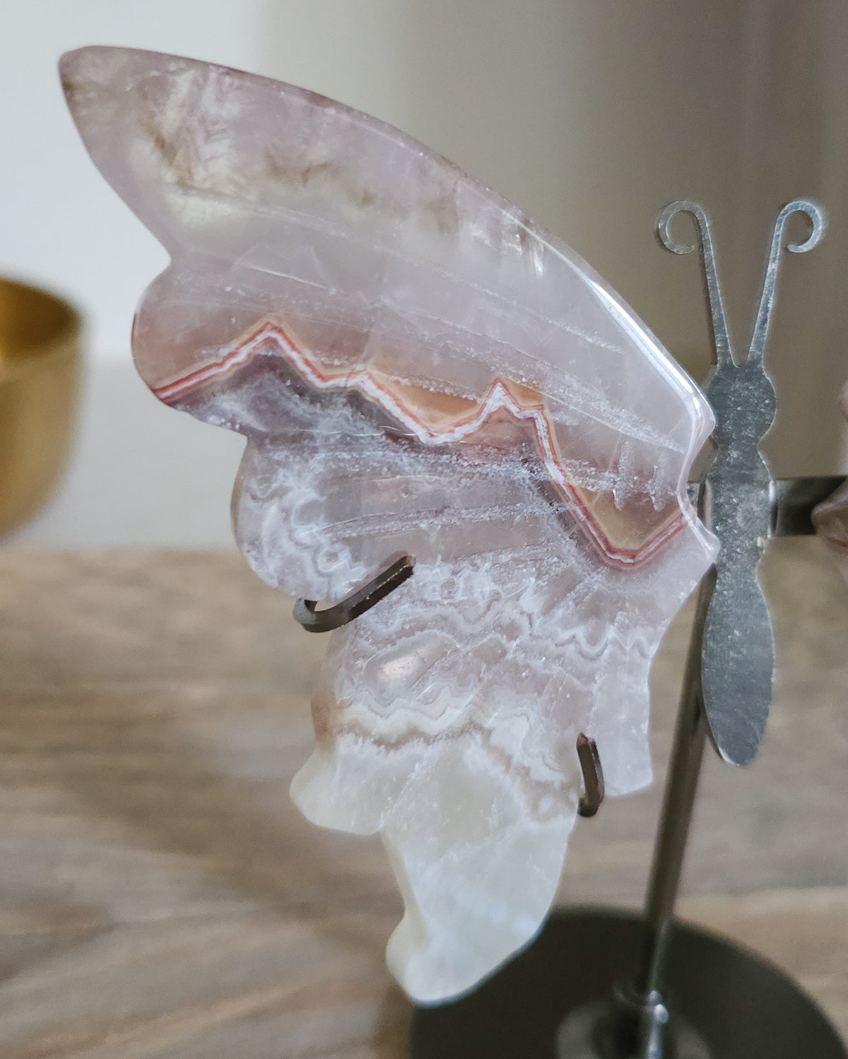 Banded Agate & Quartz | Crystal Butterfly Wings On The Stand