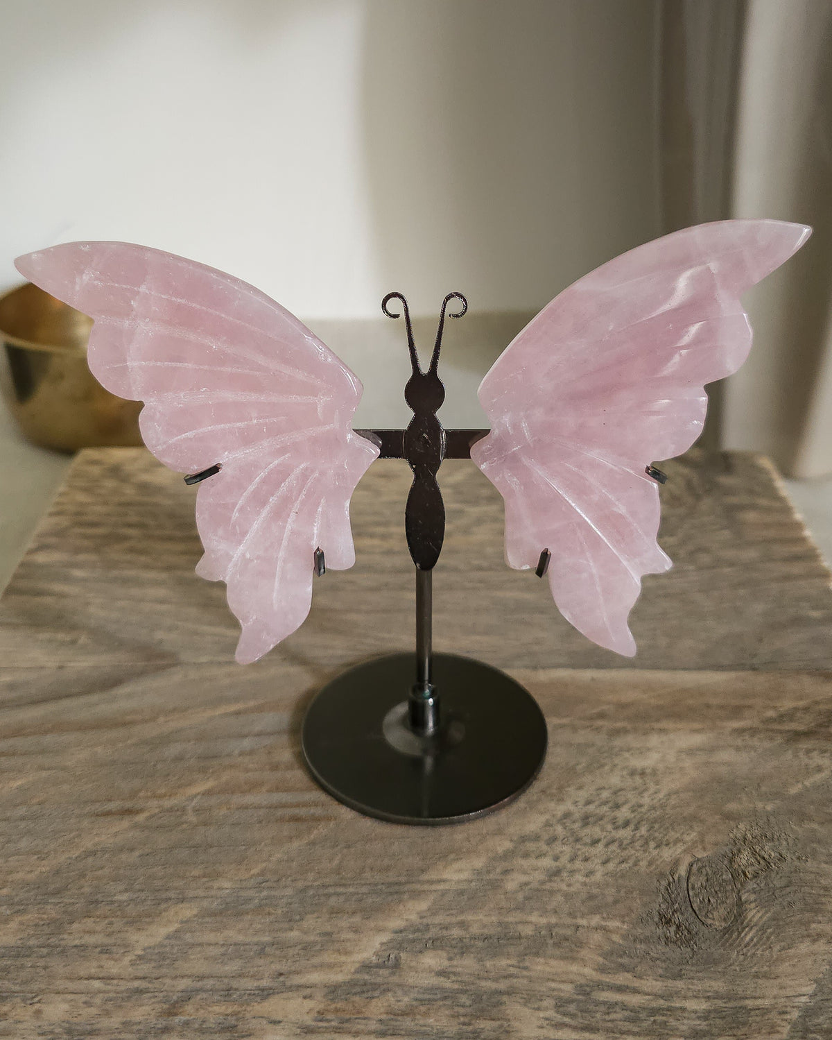 Rose Quartz Butterfly Wings On The Stand