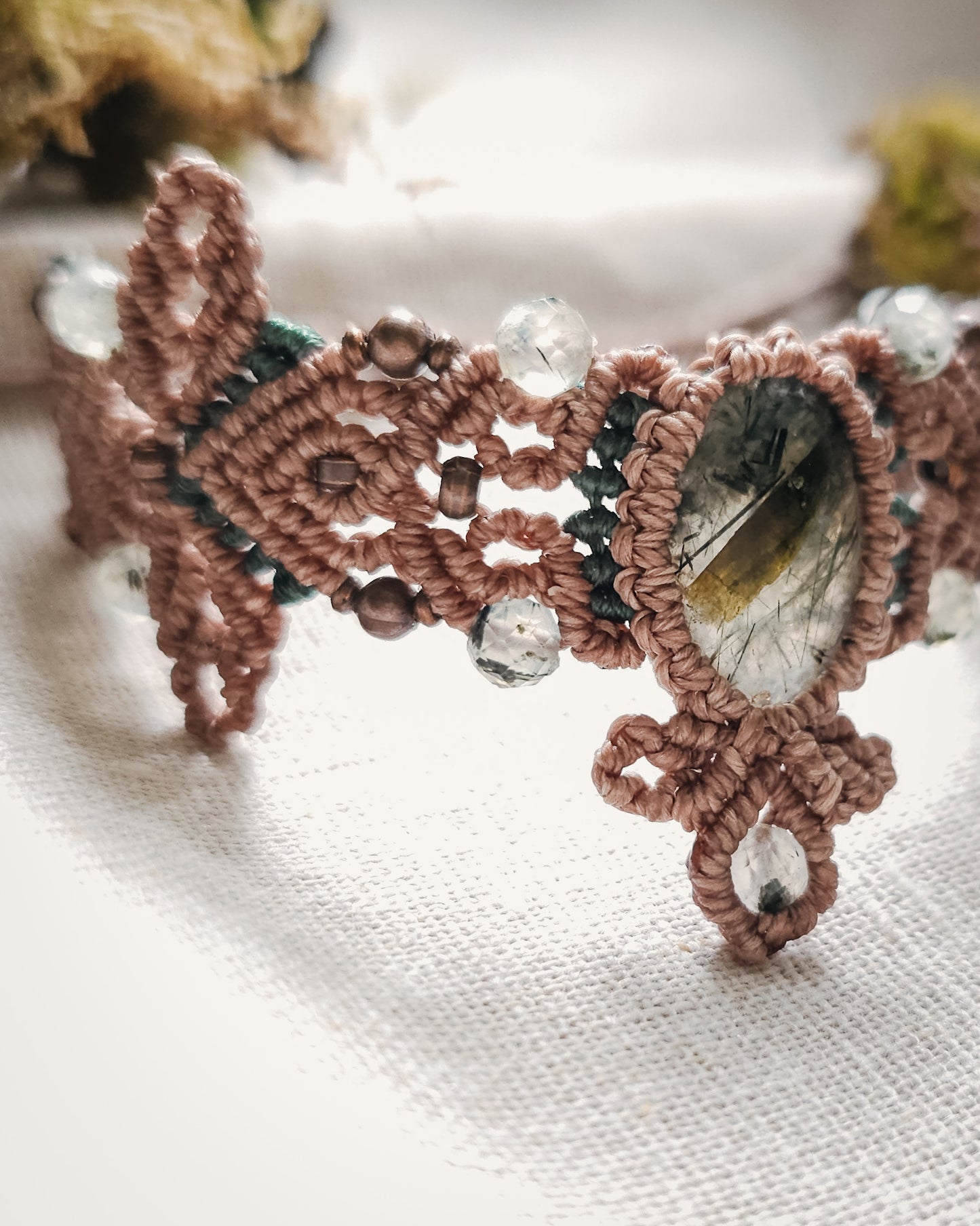 Whisper of Renewal | Handcrafted Prehnite Micromacramé Bracelet