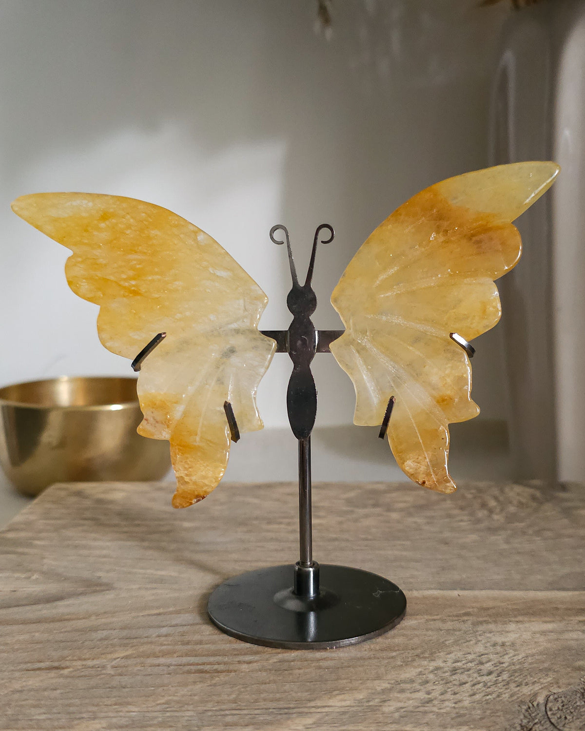 Golden Healer Quartz Butterfly Wings On The Stand