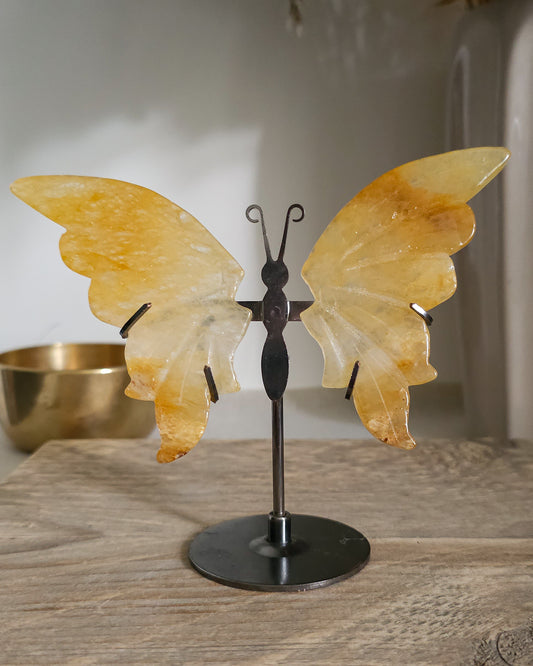 Golden Healer Quartz | Crystal Butterfly Wings On The Stand