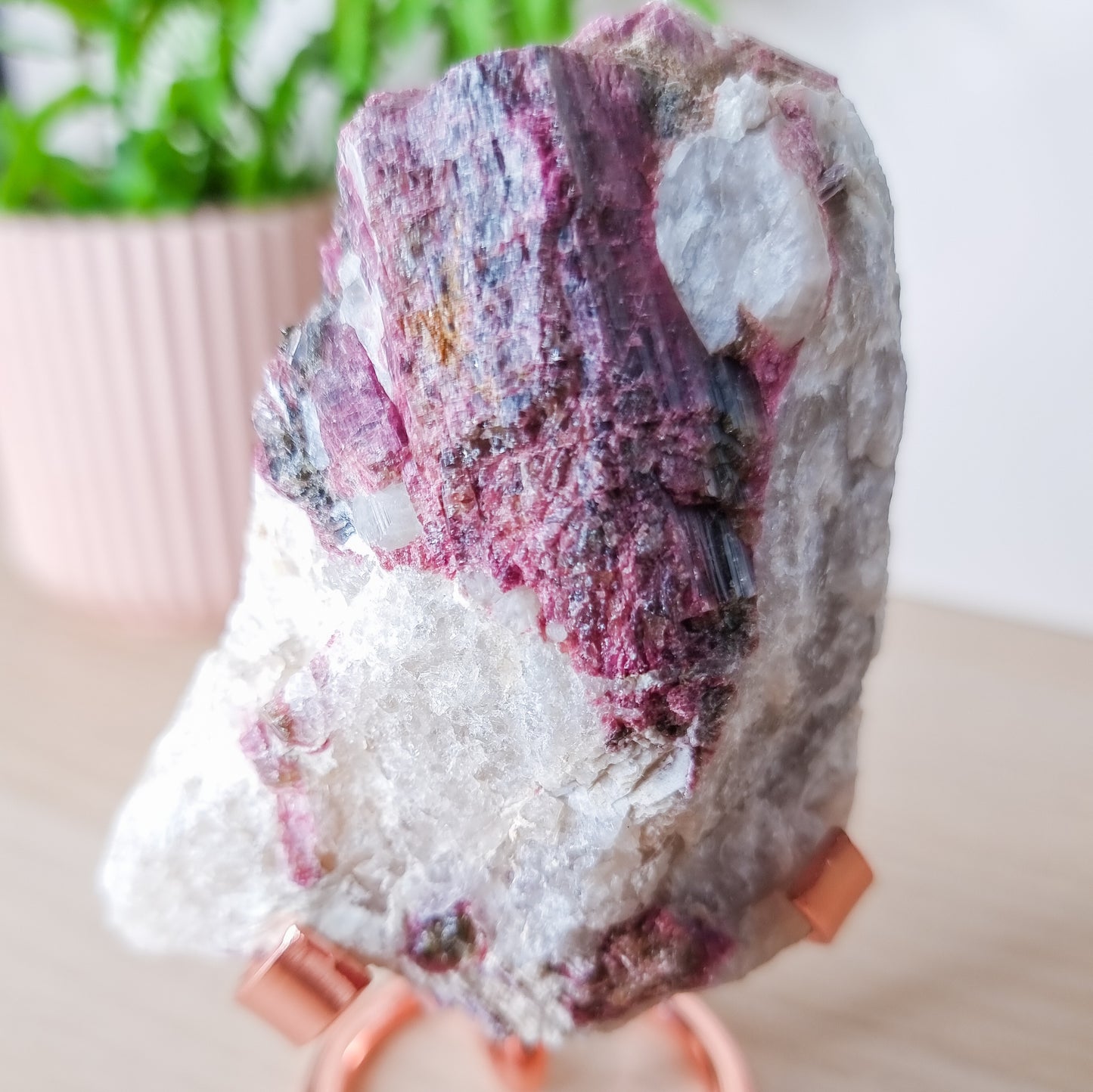 Pink and Green Tourmaline, Lepidolite in Quartz Specimen