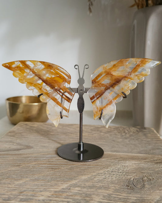 Golden Healer Quartz | Crystal Butterfly Wings On The Stand