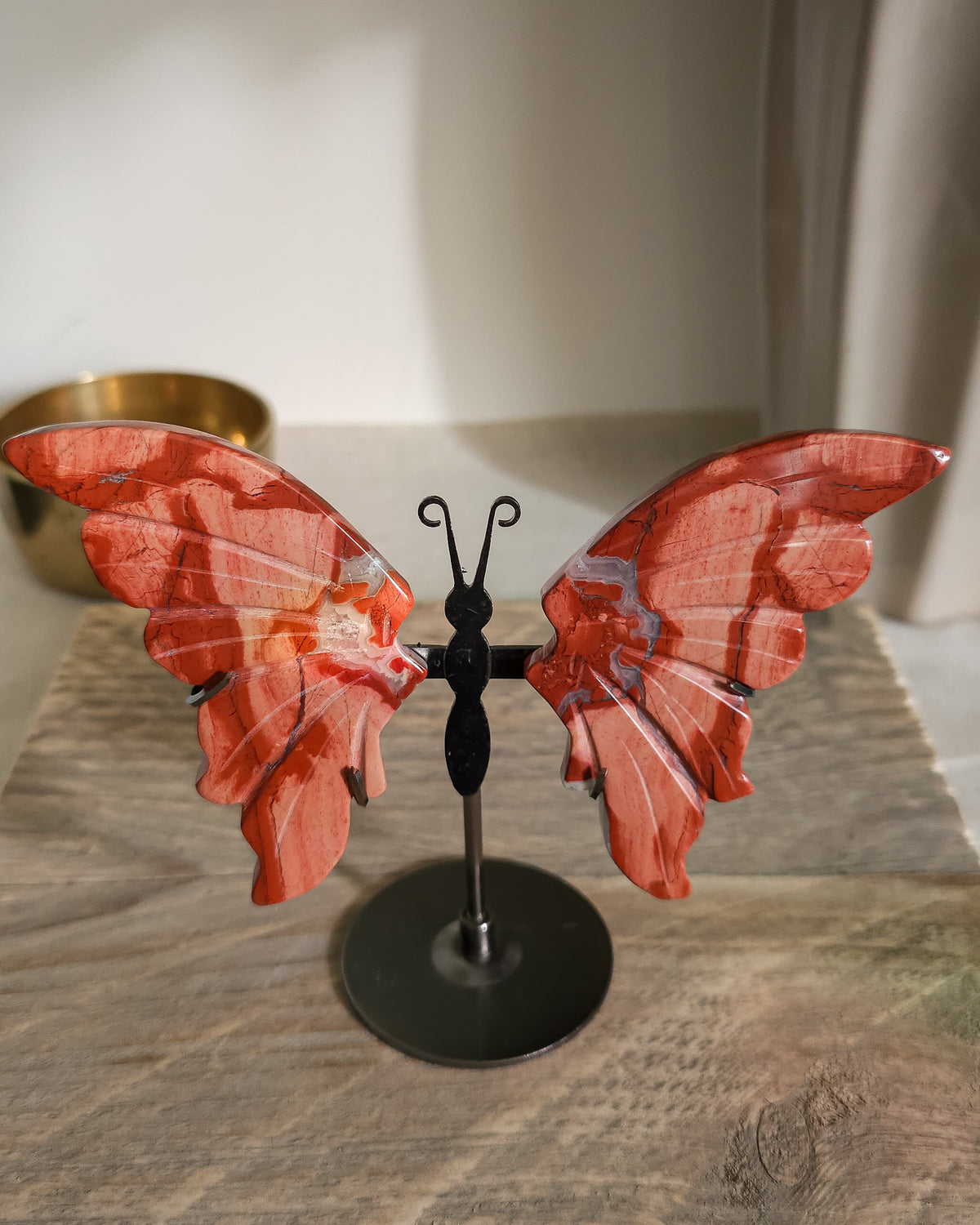 Red Jasper Butterfly Wings On The Stand