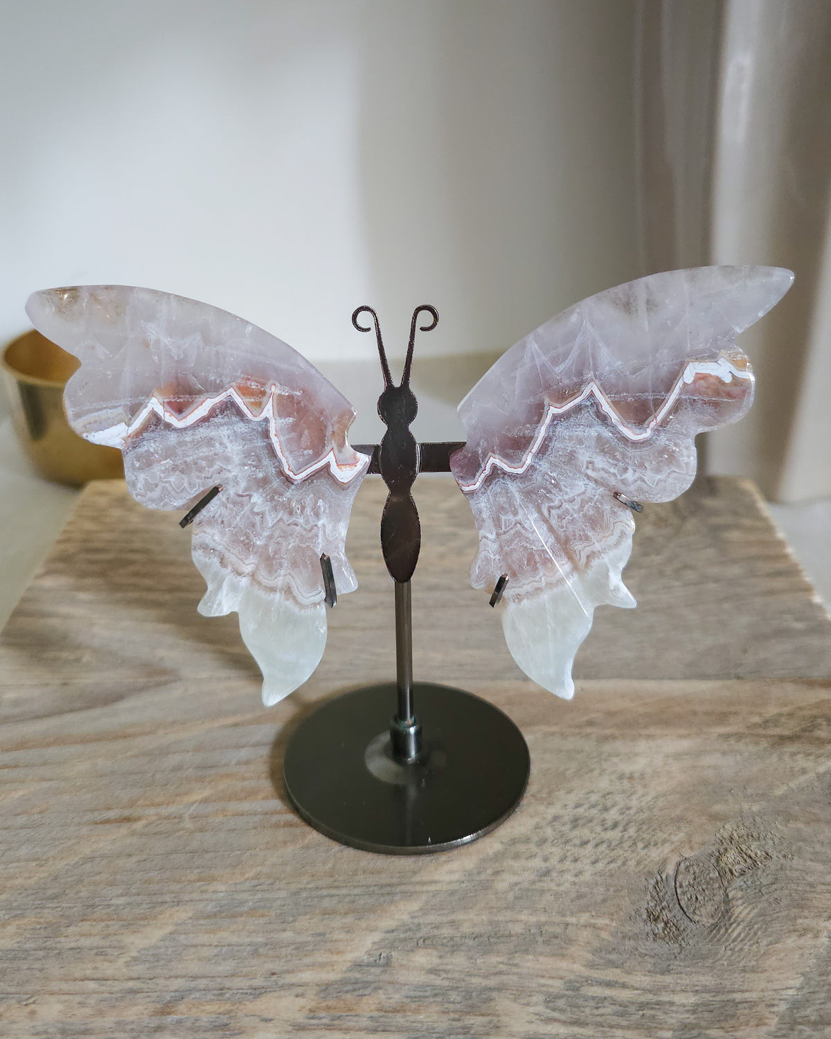 Banded Agate & Quartz | Crystal Butterfly Wings On The Stand
