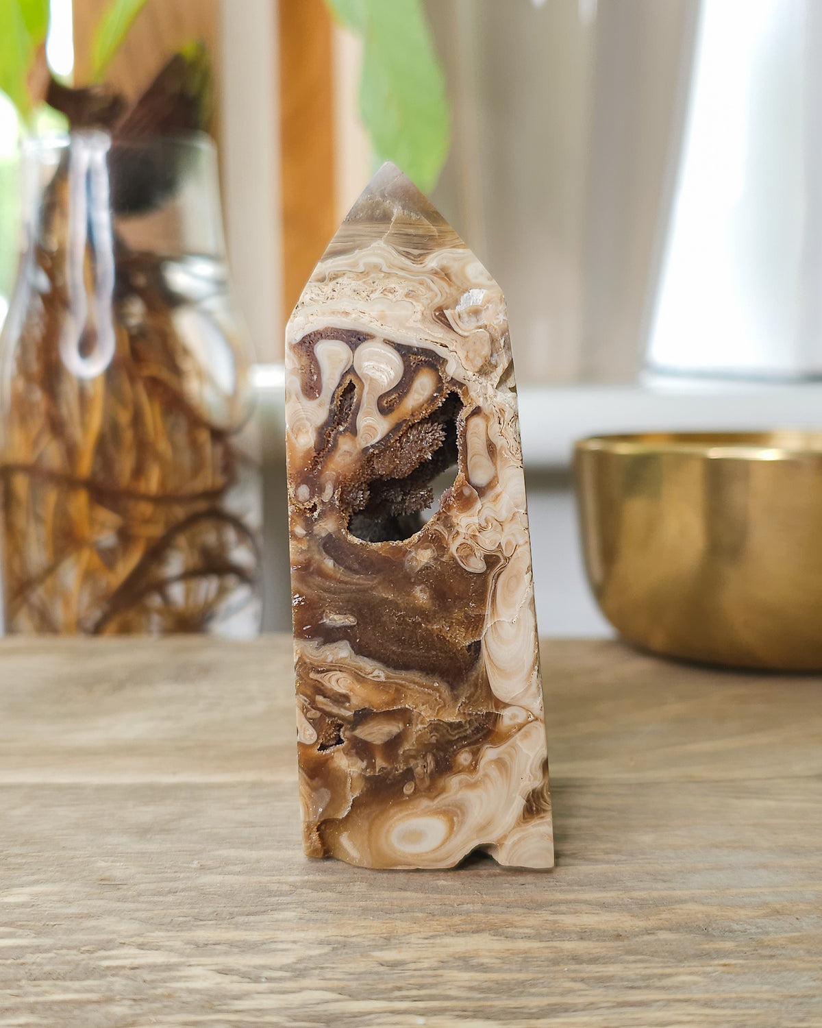 Phosphorescent Chocolate Calcite Tower
