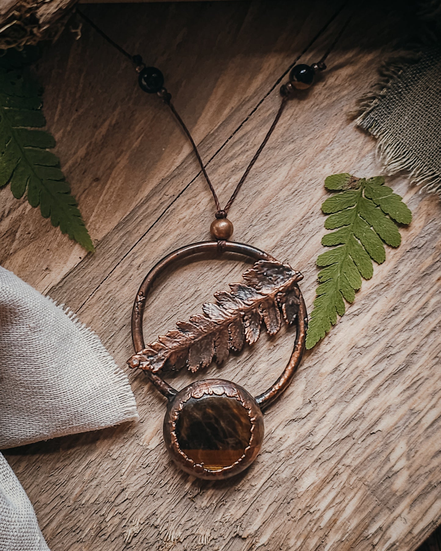 Fern Spirit with Tiger's Eye | Scottish Botanical Amulet