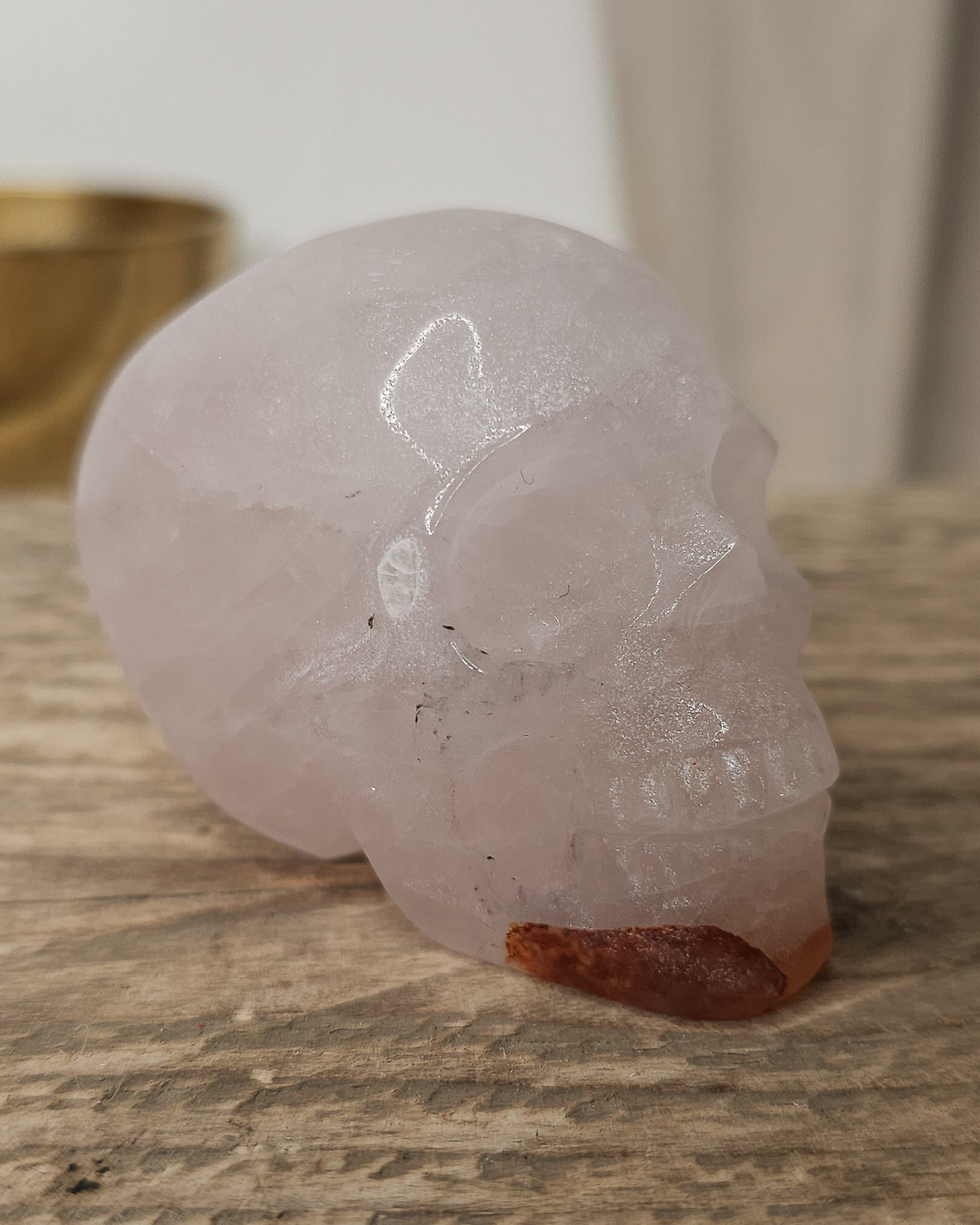 Rose Quartz with Red Hematite Inclusions | Crystal Skull Carving