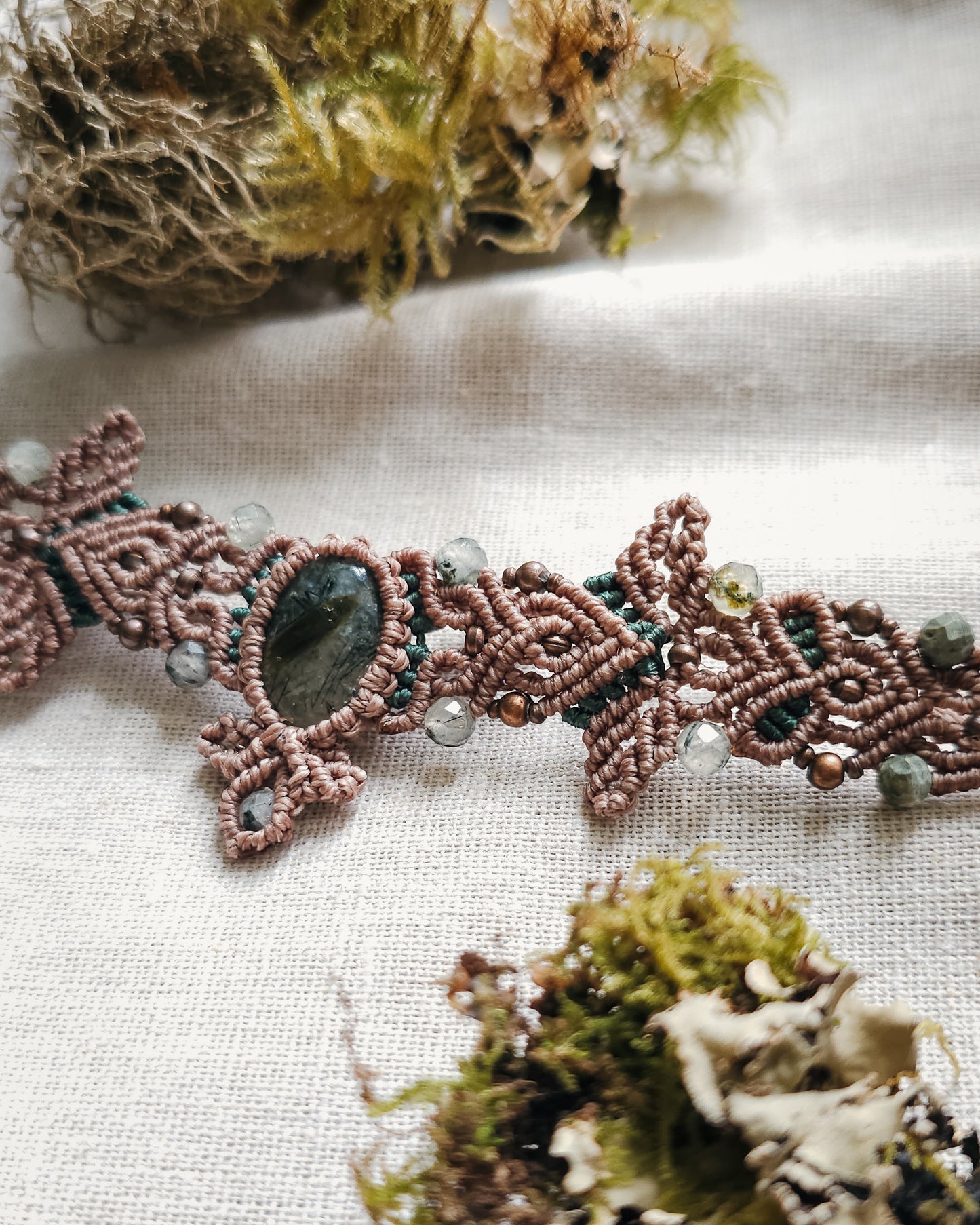 Whisper of Renewal | Handcrafted Prehnite Micromacramé Bracelet