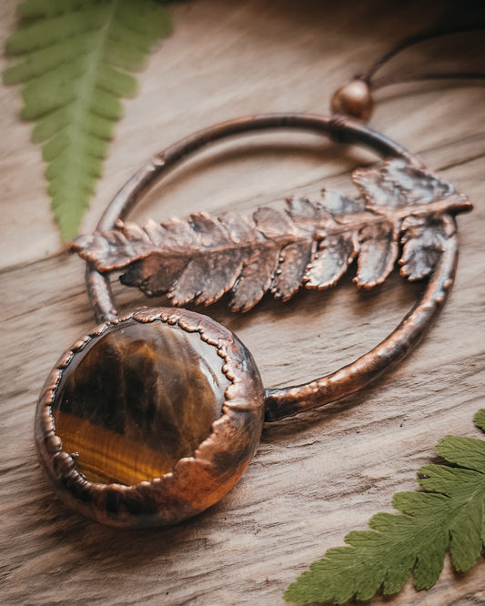 Fern Spirit with Tiger's Eye | Scottish Botanical Amulet