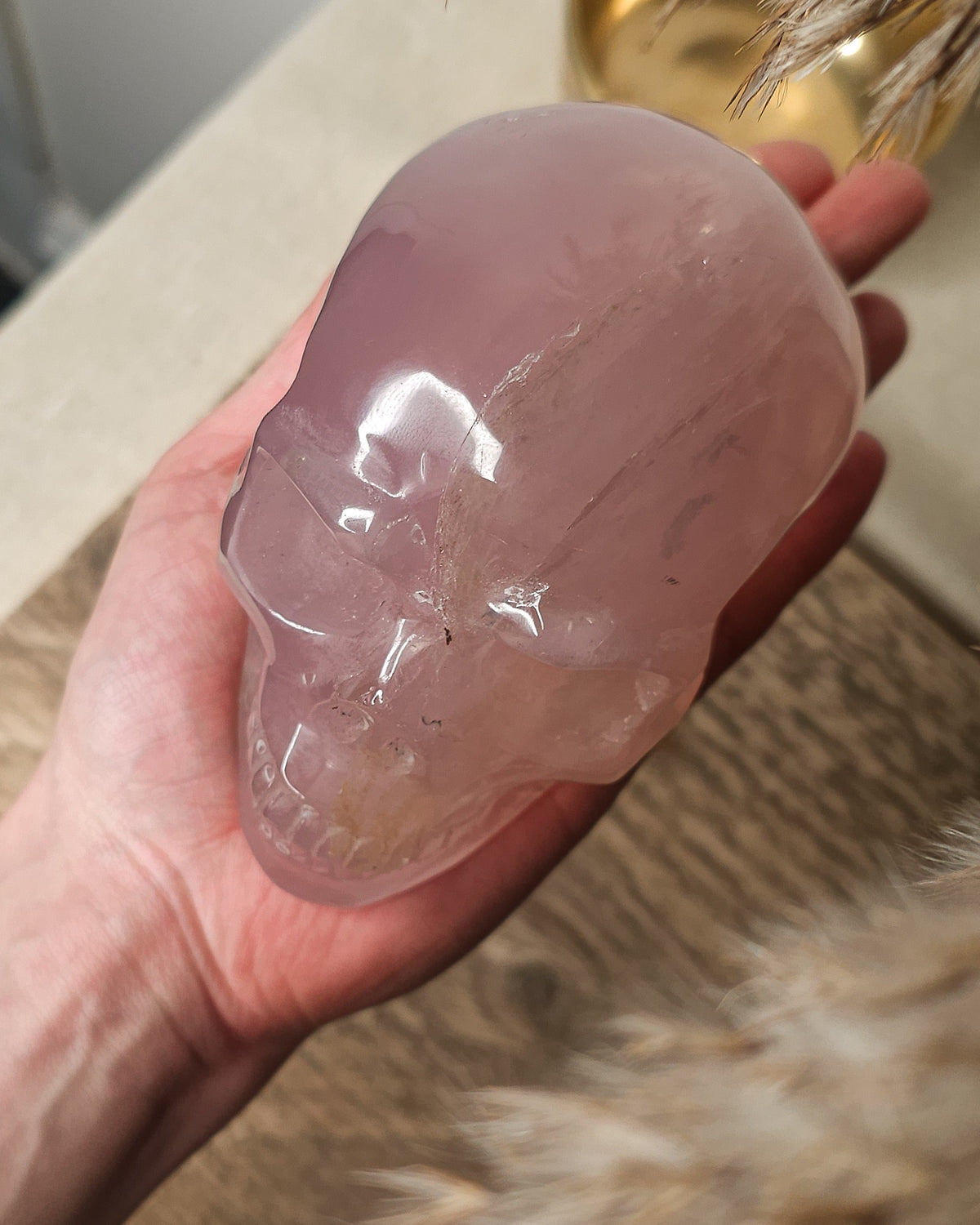 Rose Quartz | Statement Crystal Skull Carving 820g