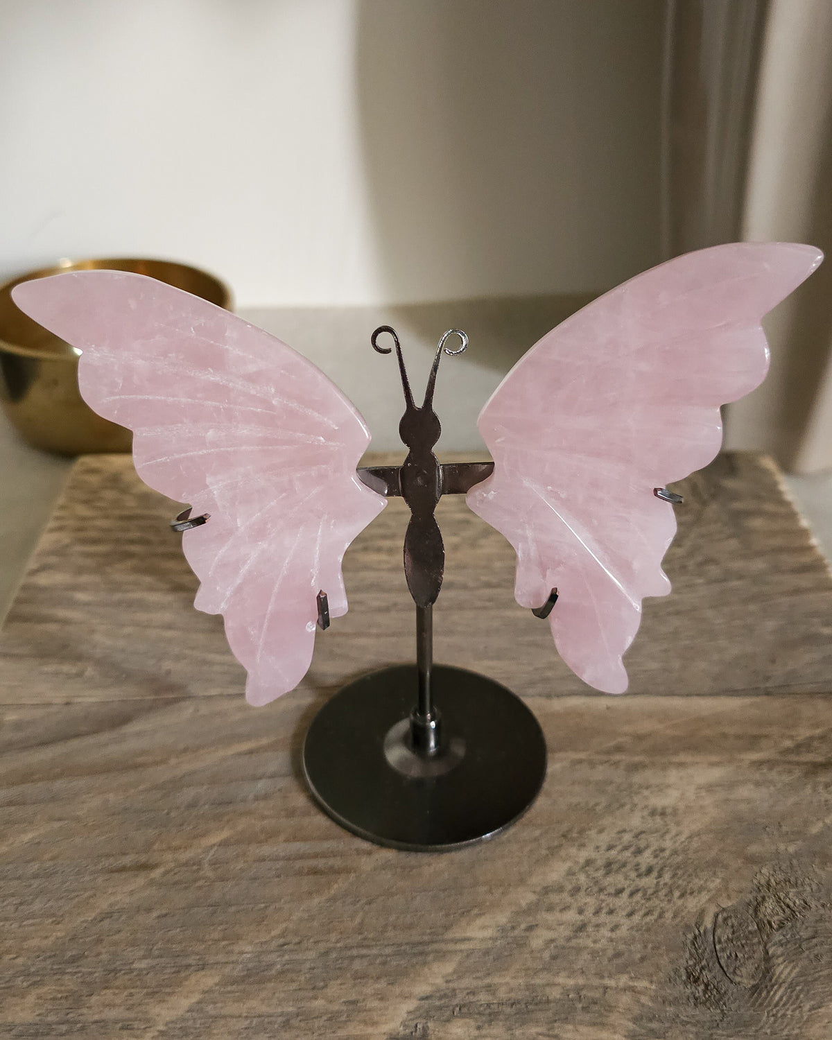 Rose Quartz Butterfly Wings On The Stand
