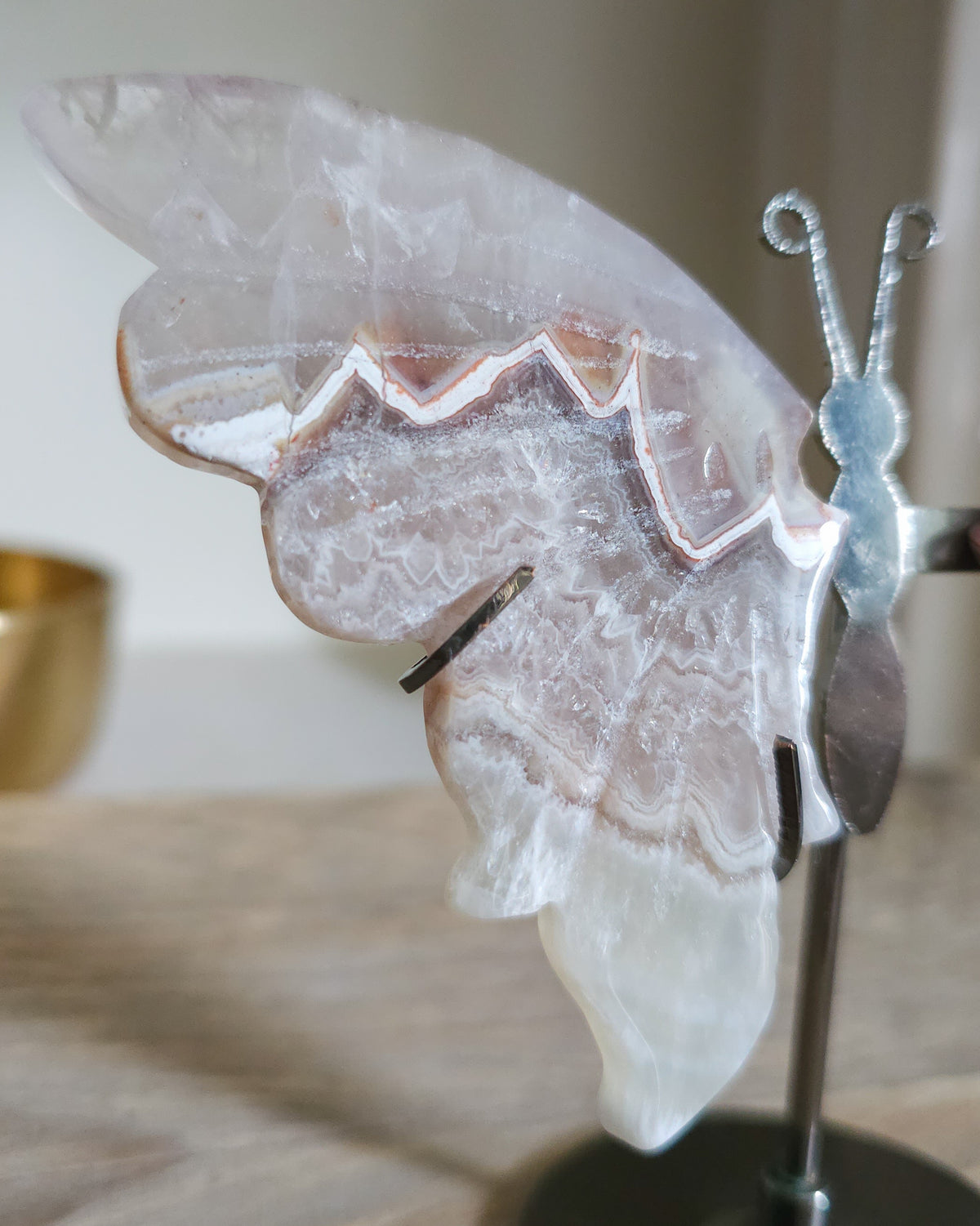 Banded Agate & Quartz | Crystal Butterfly Wings On The Stand