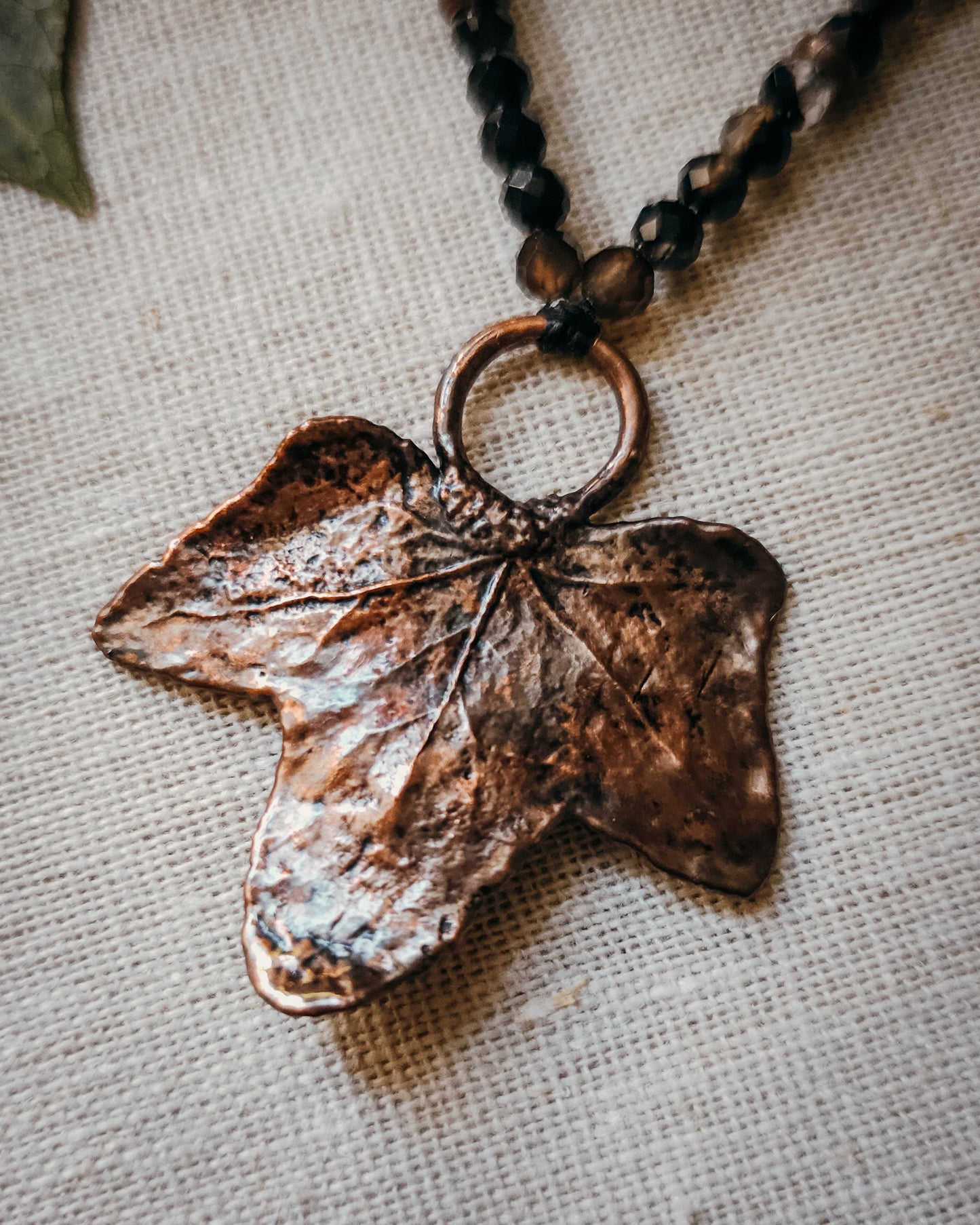 Ivy Spirit with Black Onyx and Dendritic Agate | Scottish Botanical Amulet
