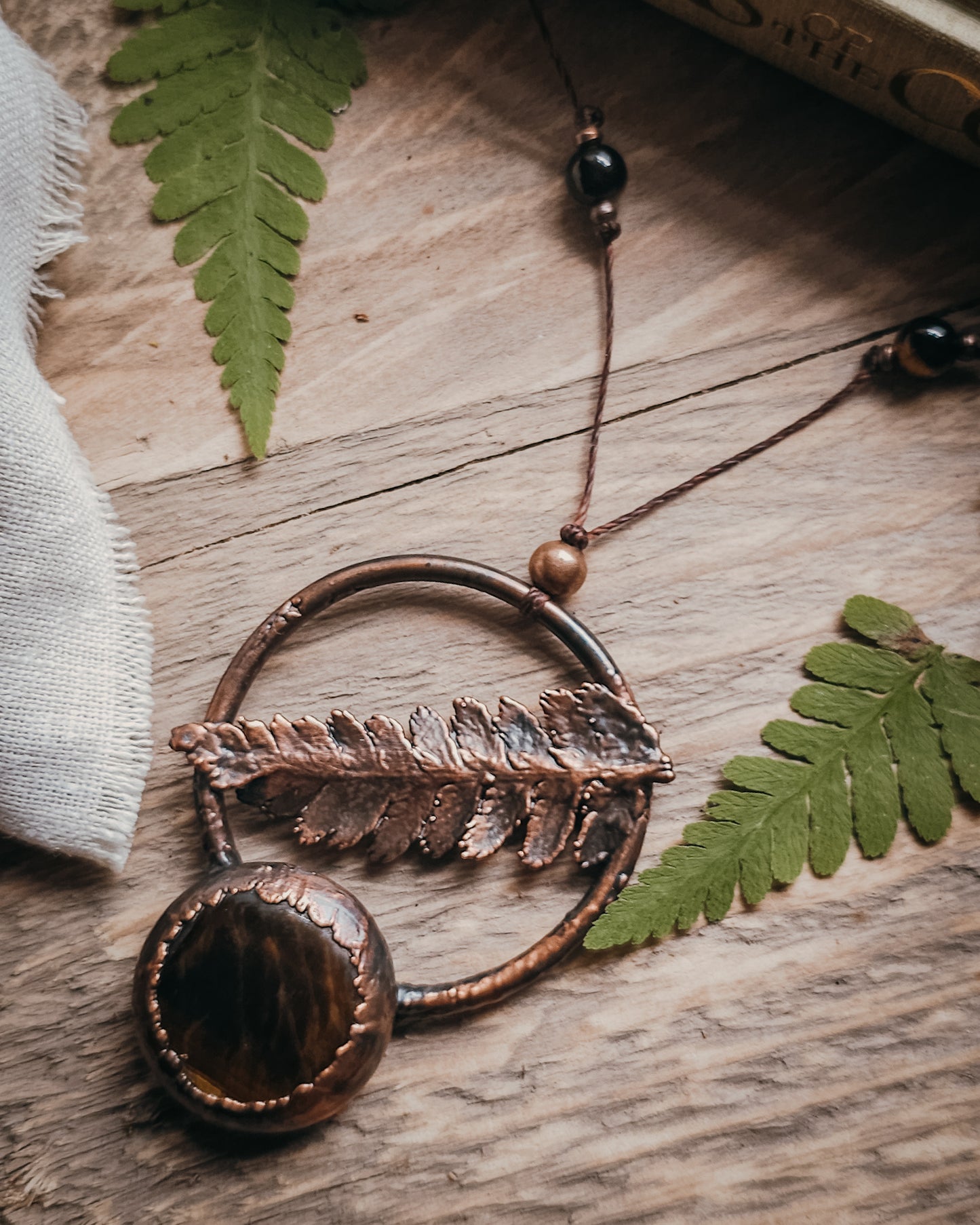 Fern Spirit with Tiger's Eye | Scottish Botanical Amulet