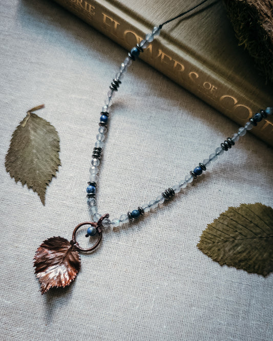 Hazel Spirit with Black Onyx and Dendritic Agate | Scottish Botanical Amulet