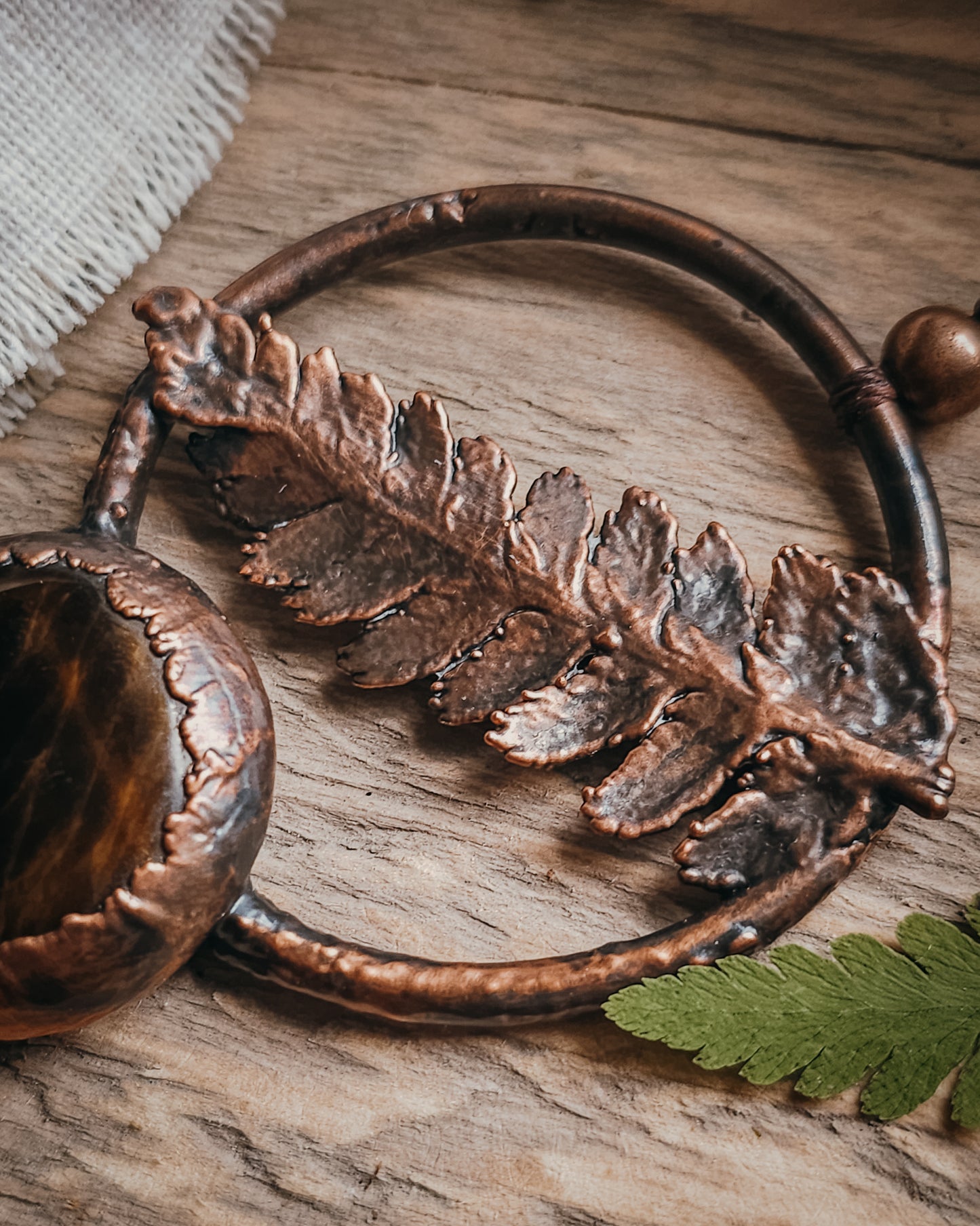 Fern Spirit with Tiger's Eye | Scottish Botanical Amulet
