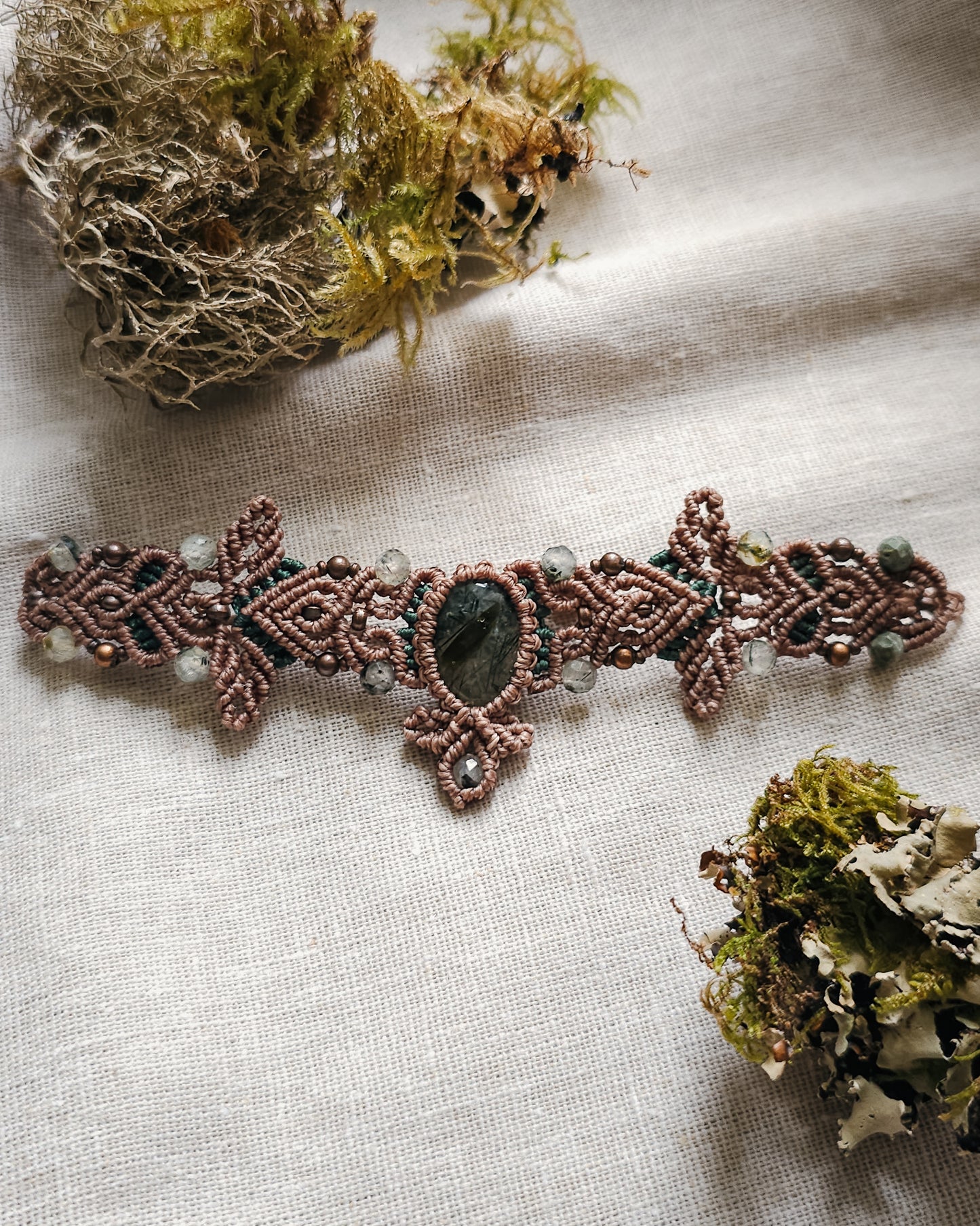 Whisper of Renewal | Handcrafted Prehnite Micromacramé Bracelet