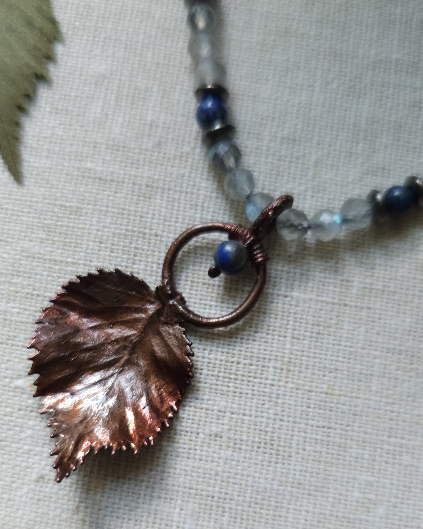 Hazel Spirit with Black Onyx and Dendritic Agate | Scottish Botanical Amulet