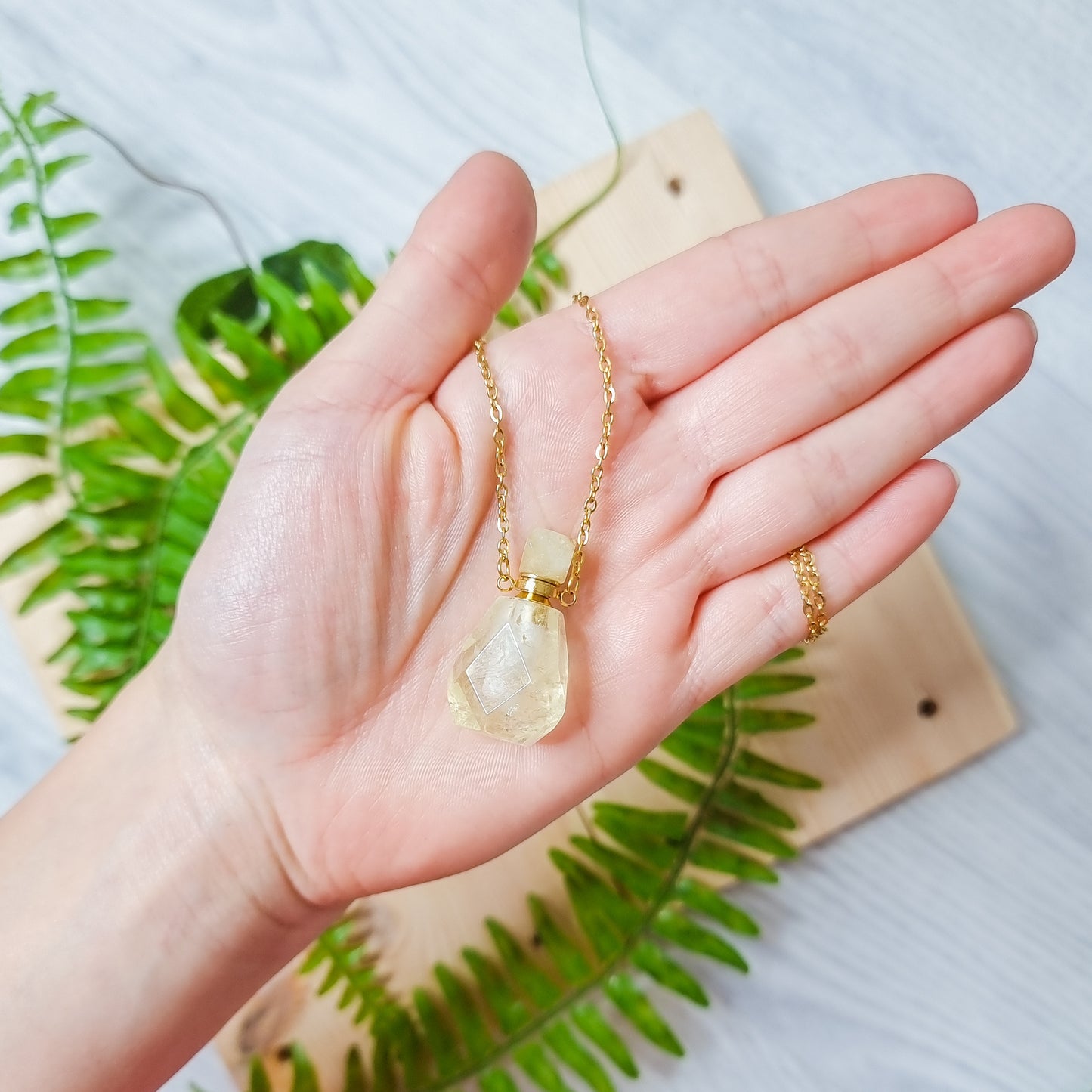 Citrine Perfume Bottle Necklace