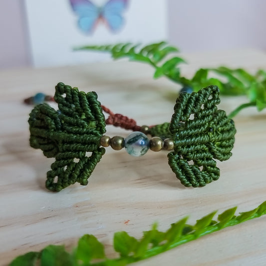 Moss Agate Leaf Bracelet