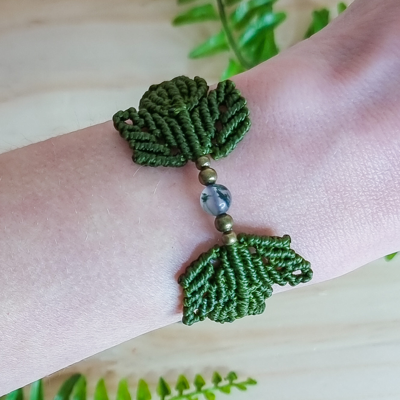 Moss Agate Leaf Bracelet