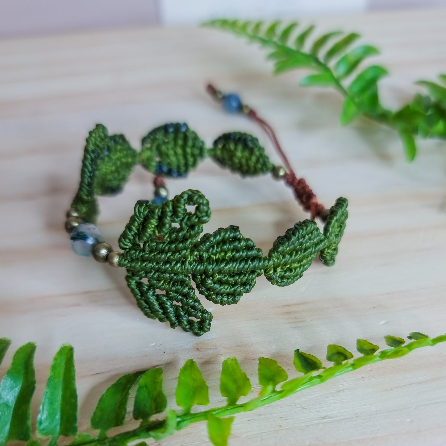 Moss Agate Leaf Bracelet