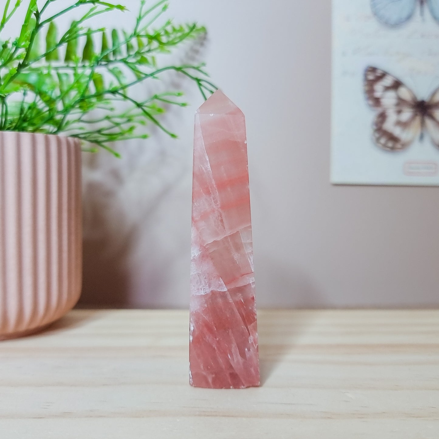 Strawberry Calcite Tower