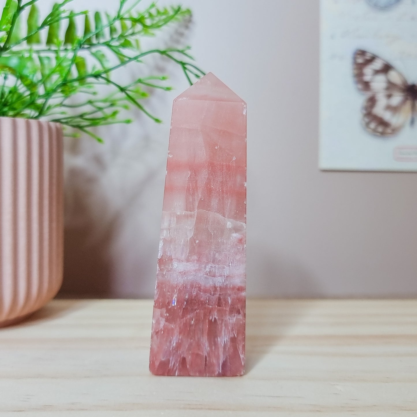 Strawberry Calcite Tower