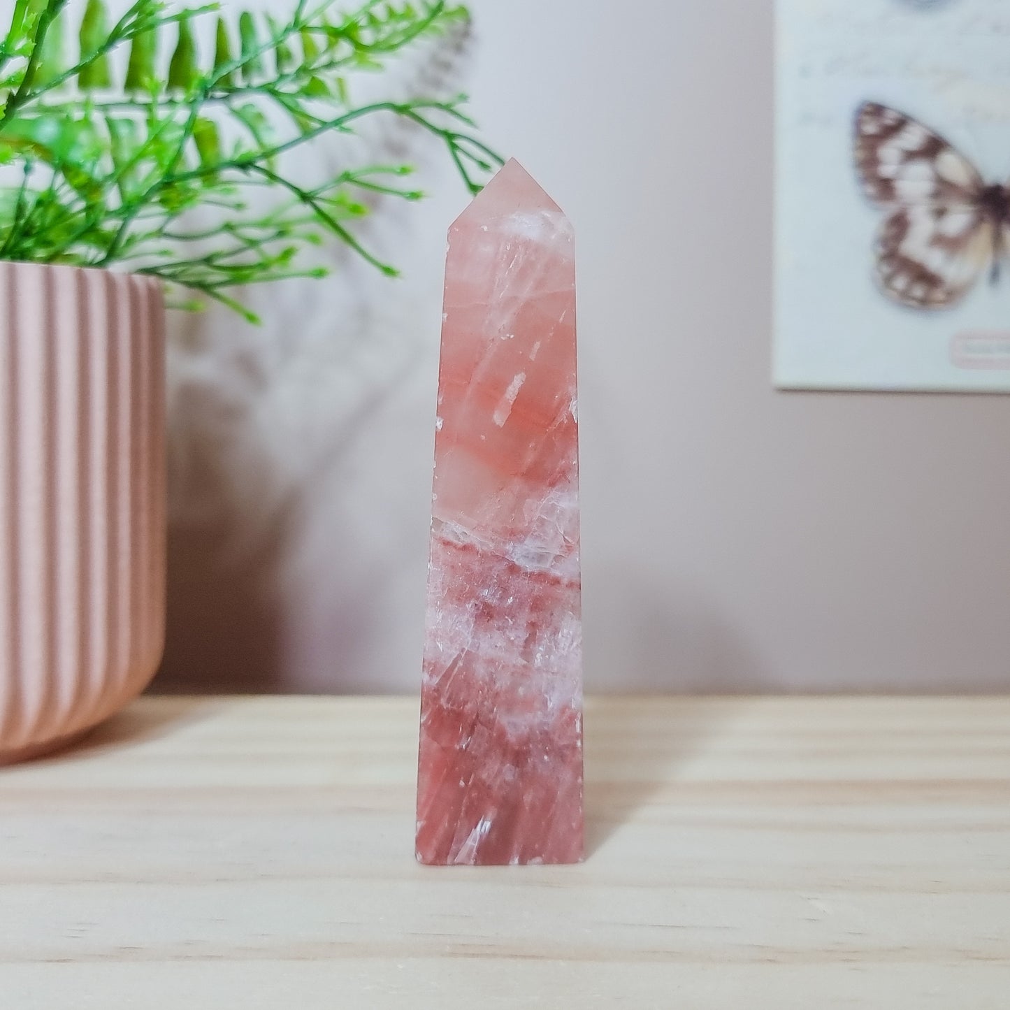 Strawberry Calcite Tower