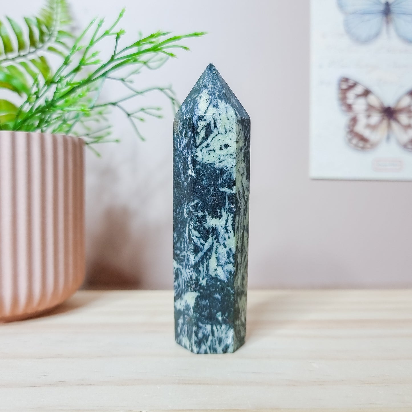 Black Tourmaline in Jade Tower