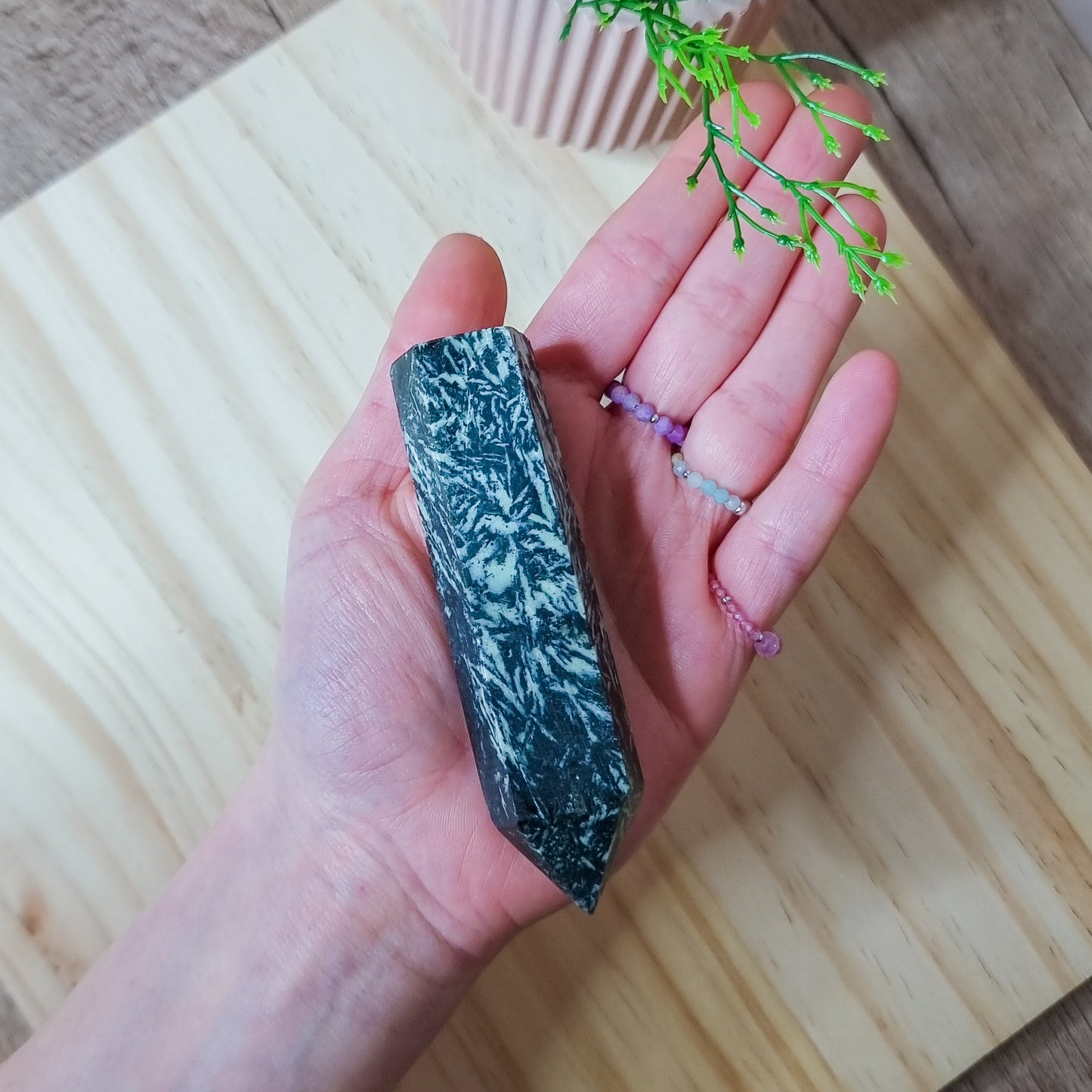Black Tourmaline in Jade Tower
