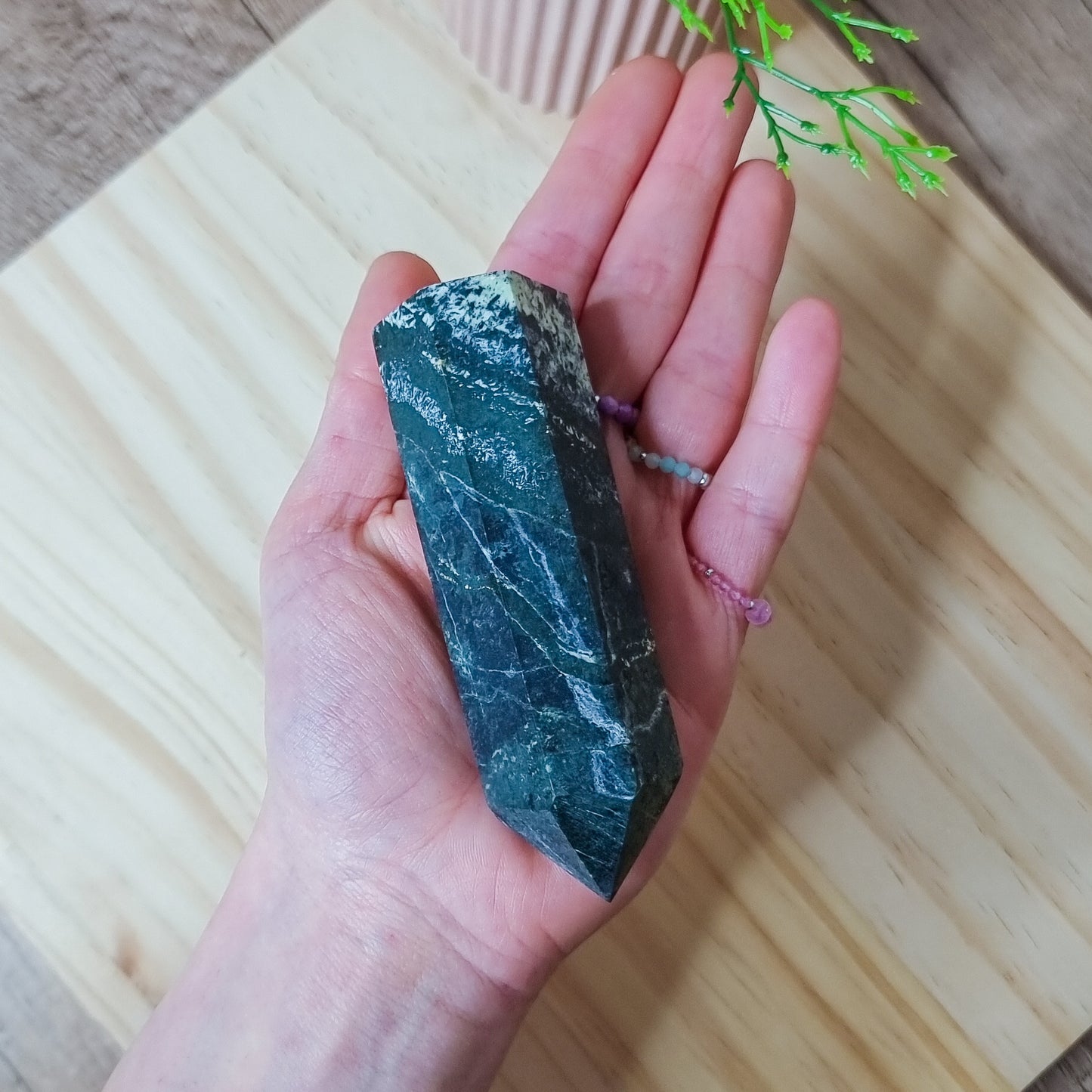 Black Tourmaline in Jade Tower