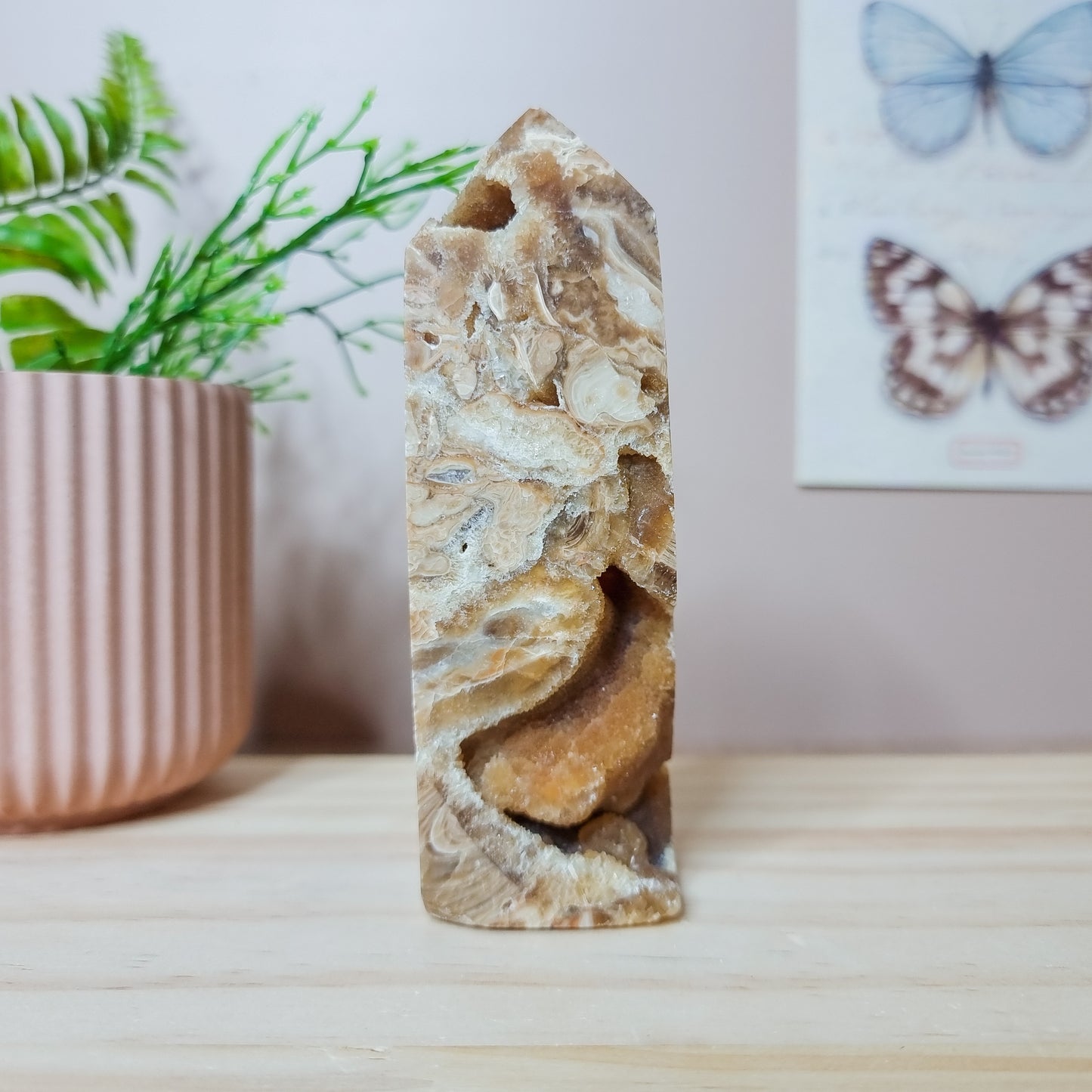 Chocolate Calcite Tower with Druzy