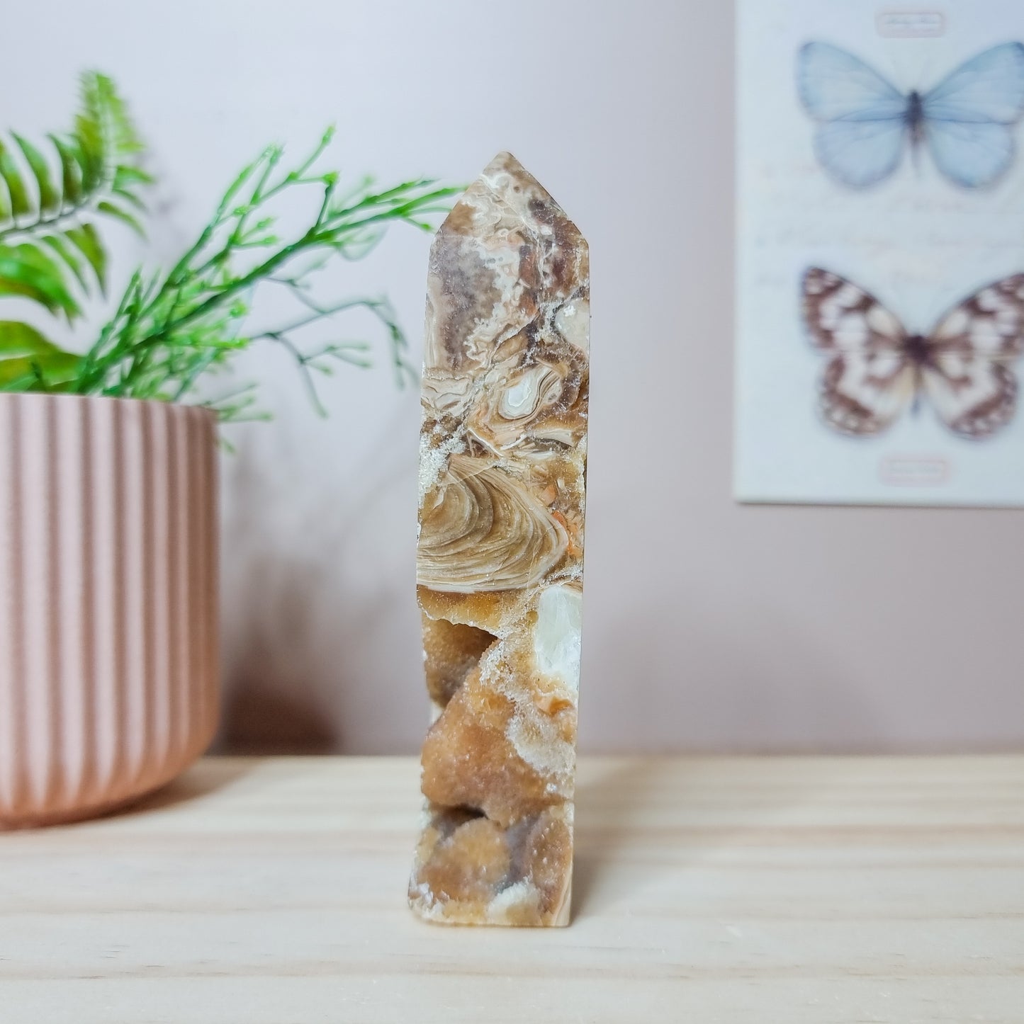Chocolate Calcite Tower with Druzy