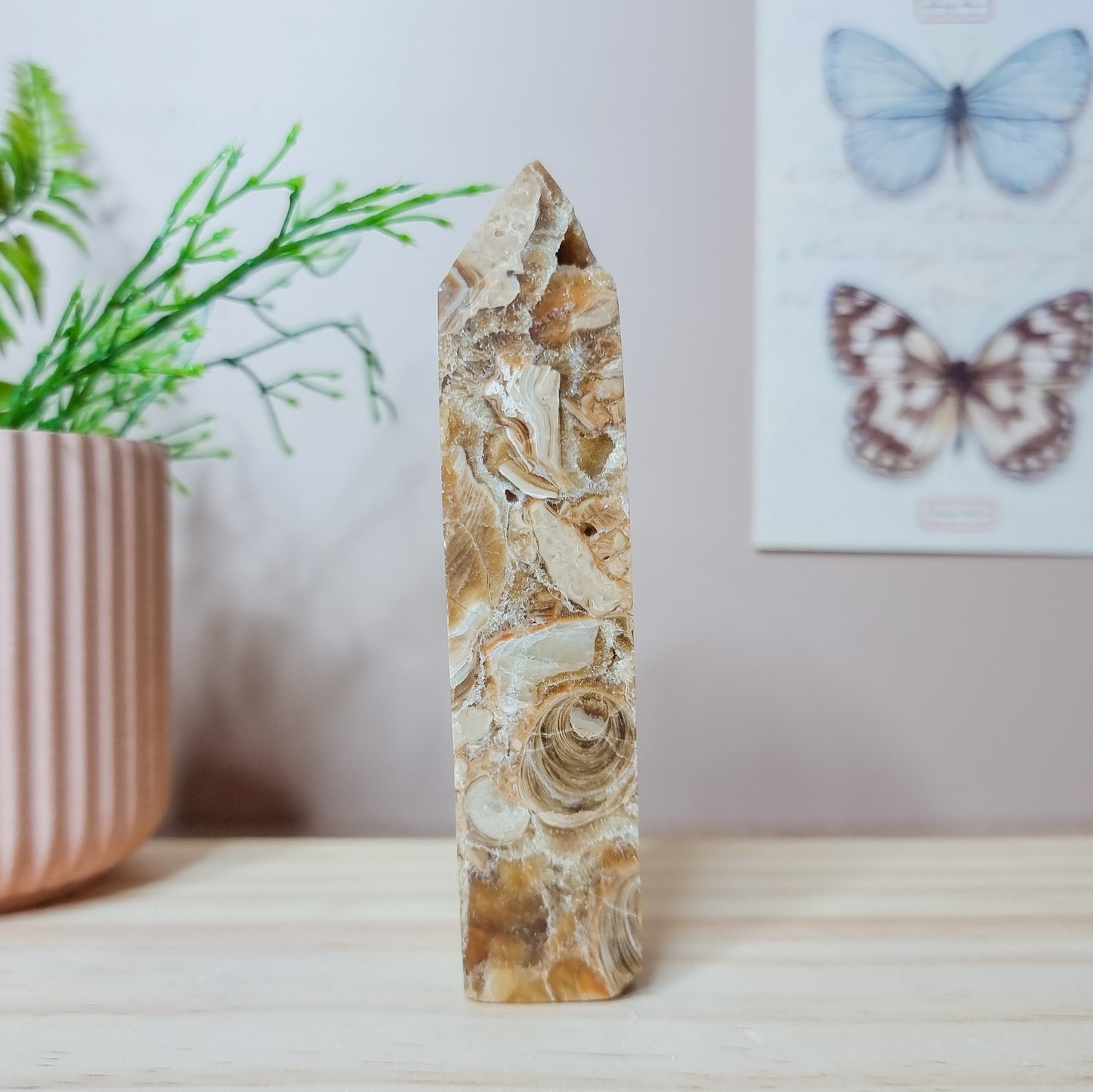Chocolate Calcite Tower with Druzy